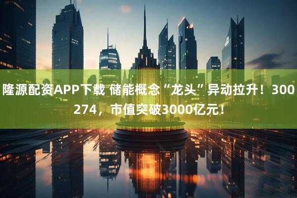隆源配资APP下载 储能概念“龙头”异动拉升！300274，市值突破3000亿元！